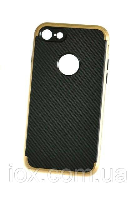 М'який чохол-накладка IPAKY Carbon для iPhone 7 і iPhone 8 чорно-золотий