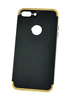 Мягкий чехол-накладка IPAKY Carbon для Iphone 7 Plus черно-золотой