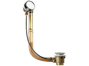 Сифон для ванни латунь випуски хром з тросом регулювання переливом Remer 96