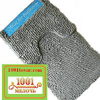 Набор ковриков из микрофибры "Макароны или дреды" в ванную и туалет, 80х50 см. и 40х50 см., серый