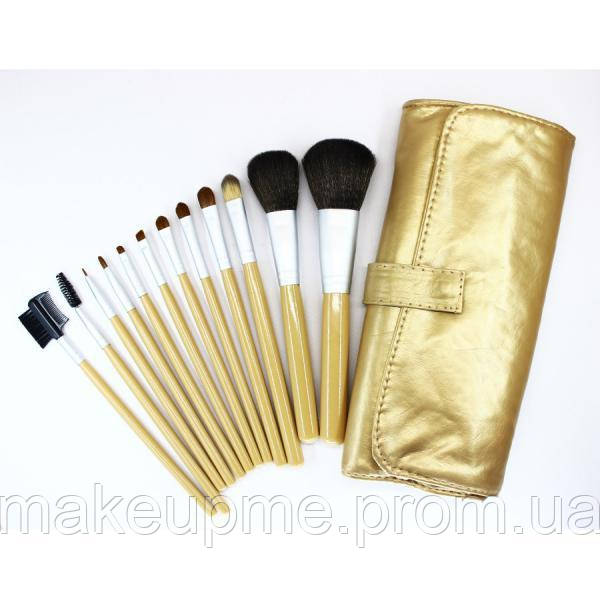 Набір пензлів для макіяжу 12 шт. — Make Up Me GOLD-12 Золотий — GOLD12