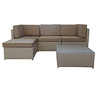 Модульний 3 місний диван з штучного ротангу + столик латте
