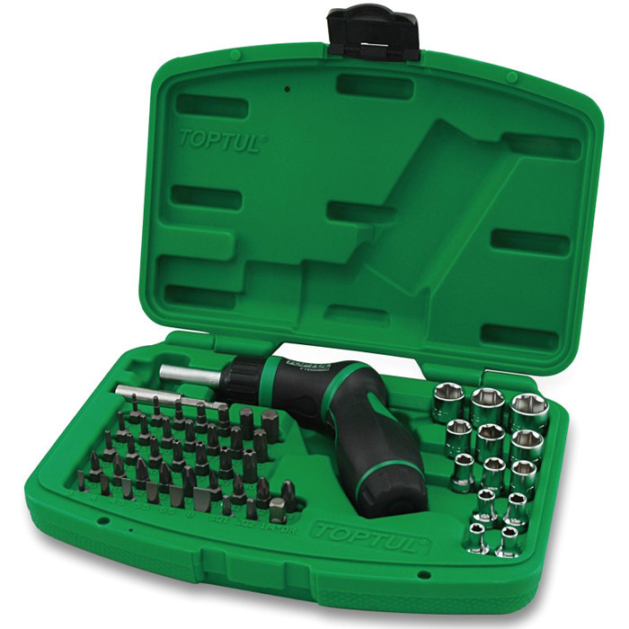 Набір головок торцевих і біт 1/4" з трещоточной викруткою пістолетного типу Toptul GAAI5401 (Тайвань), фото 1