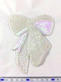Нашивка бантик із паєтками та бісером 111х140 мм