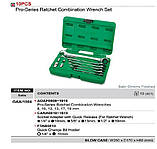 Набір ключів комбінованих з тріскачкою 10 од. 8-19мм + перехідники Toptul GAAI1004 (Тайвань), фото 2