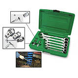 Набір ключів комбінованих з тріскачкою 10 од. 8-19мм + перехідники Toptul GAAI1004 (Тайвань), фото 3