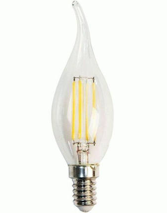 Світлодіодна лампа Filament Z - LIGHT ZL1014 5W С37 E14 4000K (прозора свічка на вітрі) Код.58891, фото 1