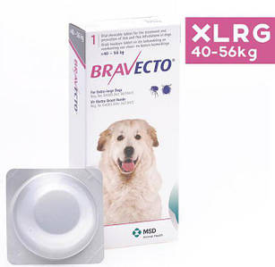 BRAVECTO (Бравесто) — Жувальна таблетка від кліщів і бліх для собак вагою від 40 до 56 кг