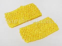 Пов'язка ажурна для волосся 7 см. Жовта