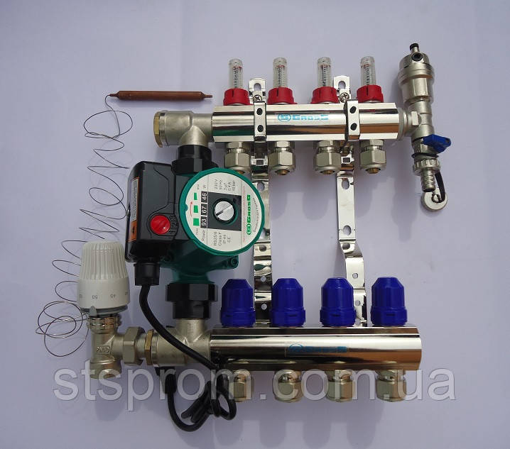 Економ гребінка від 2-12 виходів для теплої підлоги в зборі, фото 1