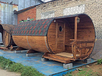 Баня-бочка з ґанком