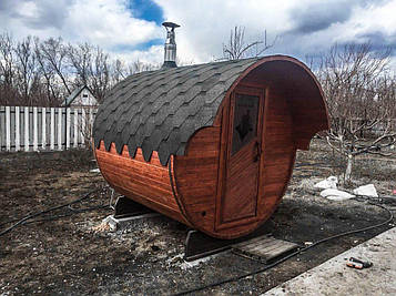 Баня-бочка 2 метри з козирком