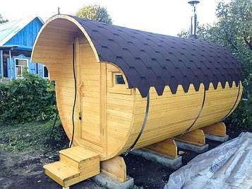 Баня-бочка 3.5 метра з козирком