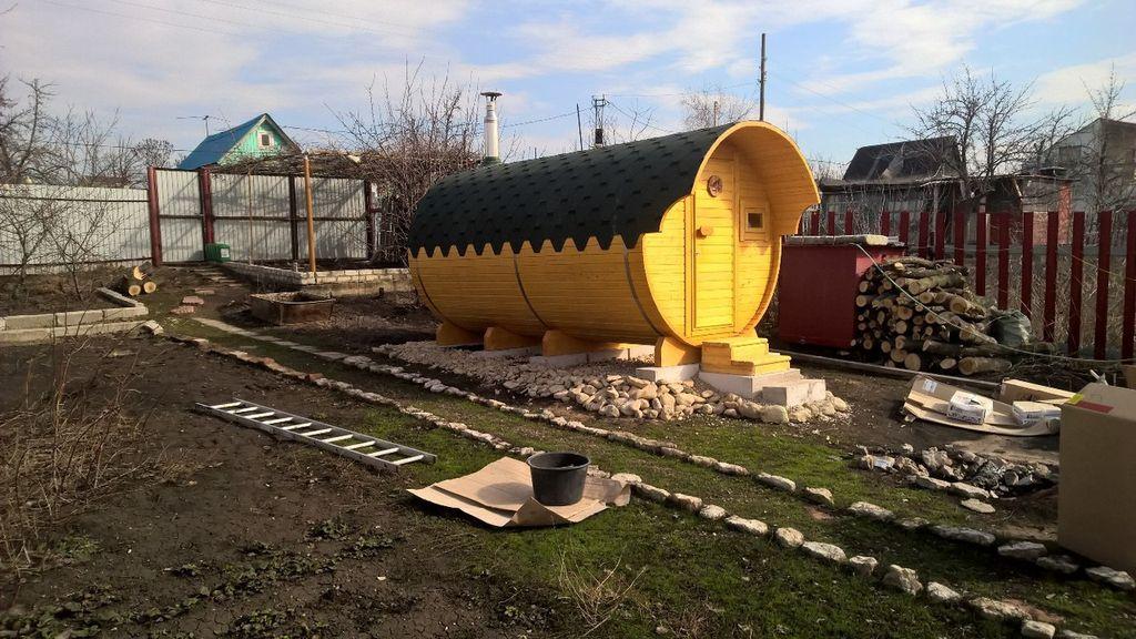 Лазня бочка 4 метри з козирком