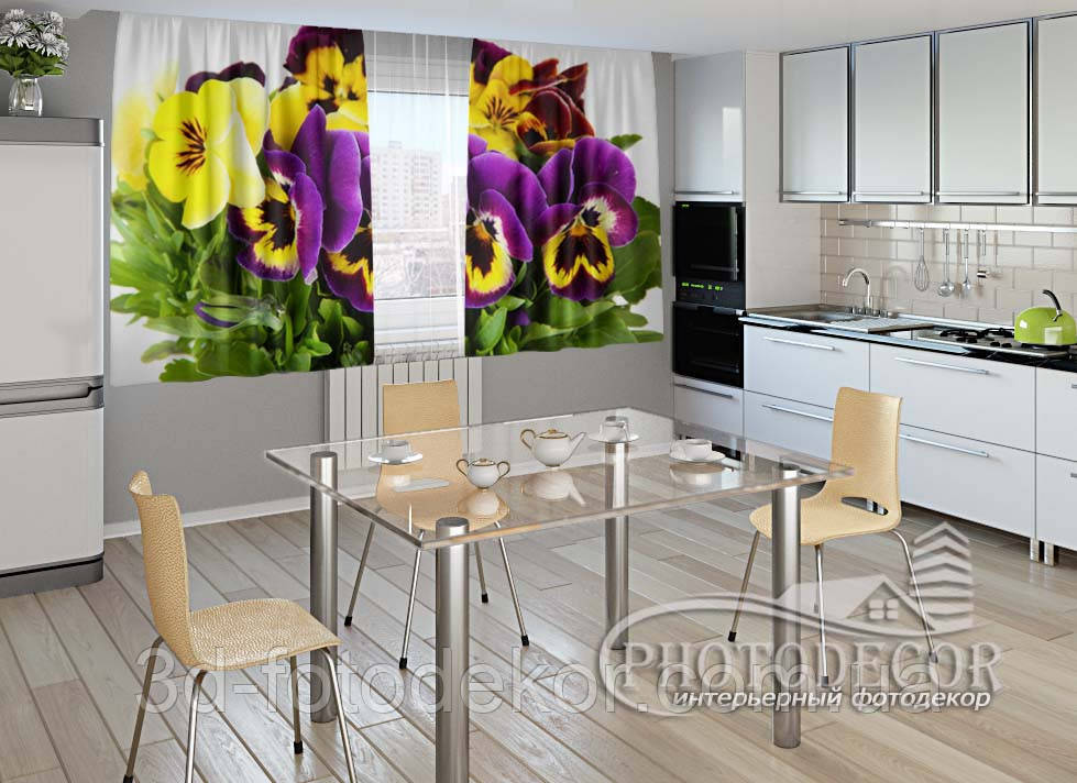 Фото Штори для кухні "братки" 1,5м*2,0м (2 полотна по 1,0м), тасьма