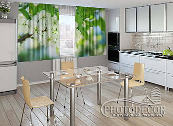 ФотоШторы для кухні "Весняні квіти" 1,5м*2,5м (2 полотна по 1,25м), тасьма