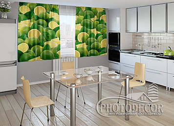 Фото Штори для кухні "Лимони" 1,5м*2,5м (2 полотна по 1,25м), тасьма