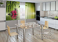 Фото Шторы для кухни "Листья бамбука" 1,5м*2,0м (2 полотна по 1,0м), тесьма