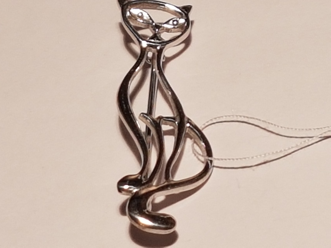 Срібна брошка Кішка