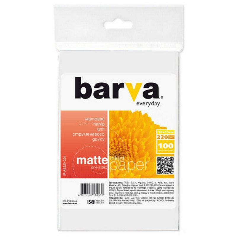 

Фотобумага матовая Barva Everyday 220 г/м2, 10x15, 100 л. (IP-AE220-224)