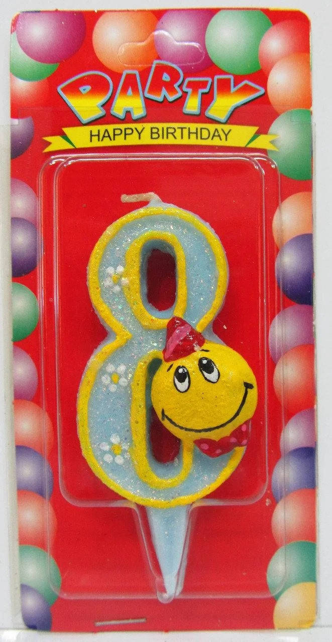 

Свеча-цифра 8 голубая Смайл