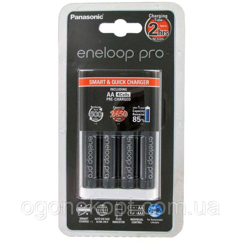 Зарядний пристрій — Panasonic Eneloop на 4 акумулятори + 4 акуми. HR6 2500 mAh