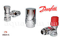 Термостатический комплект Danfoss X-Tra Collection ХРОМ DN 1/2" (угловой) 013G6170