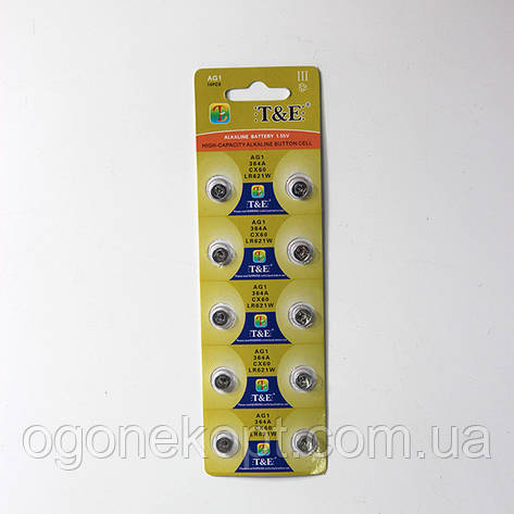 Батарейки T&E — Alkaline Battery AG1 LR621 1.5V, фото 1