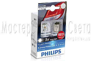 Лампа світлодіодна Philips P21/5W RED 12/24 V, 2 шт. / блістер 12899RX2