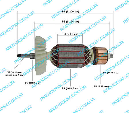 Якорь на болгарку Makita GA9050, фото 3