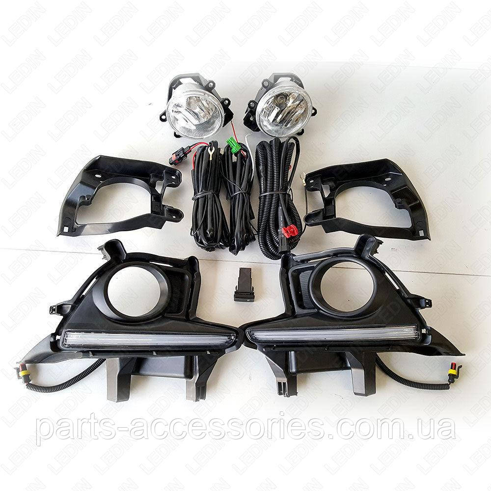 Toyota Highlander 2014-2016 LED ДХО ходові вогні та протитуманні фари туманки в бампер передній Нові, фото 1