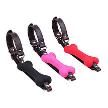 Кляп з кісточкою силіконова кістка Hot Dog чорний червоний рожевий, фото 5