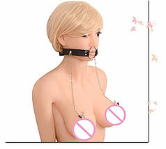 Кляп кільце з затискачами для сосків Ring Clips, фото 3