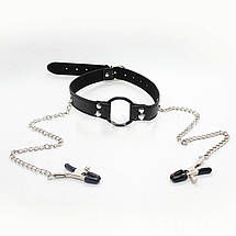 Кляп кільце з затискачами для сосків Ring Clips, фото 4