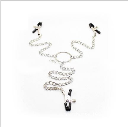 Зажими потрійні бдсм для сосків і клітора 3 в 1 Nipple Clip 3 з ланцюгом і регулюванням, фото 2