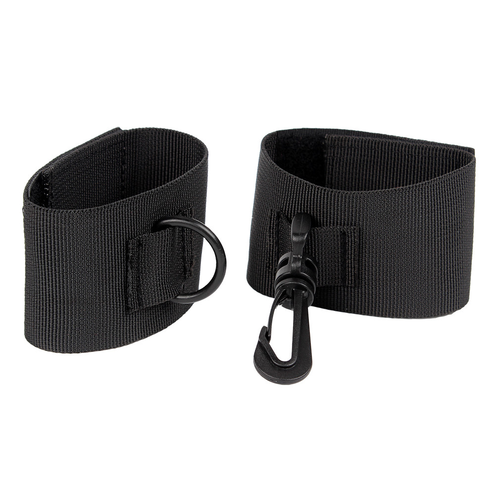 Наручники бдсм м'які чорні Neilon на липучках на карабінах