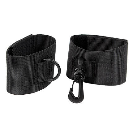 Наручники бдсм м'які чорні Neilon на липучках на карабінах, фото 1