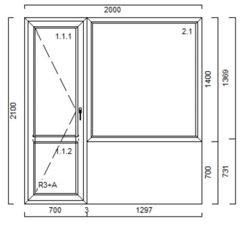 Балконний блок VEKA 2100*2000