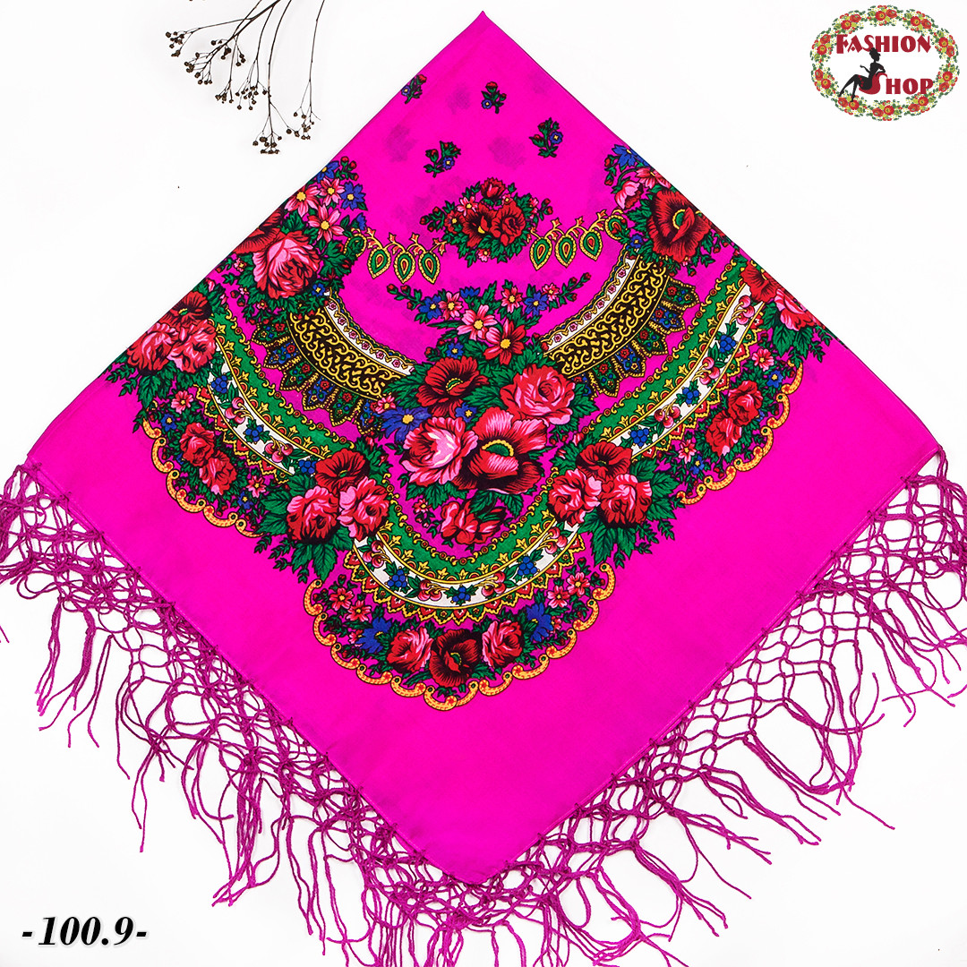 Малинова хустка українська народна Квітучий сад