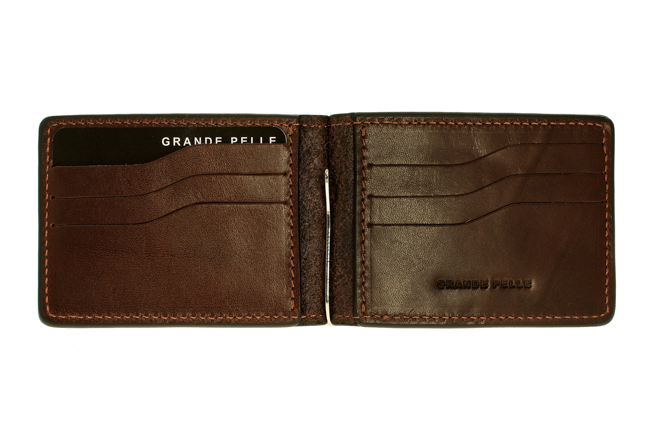 Затискач Grande Pelle Onda 120х80х5 мм глянцева шкіра шоколад