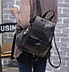 Жіночий шкіряний рюкзак чорний ПУ-шкіра, фото 2