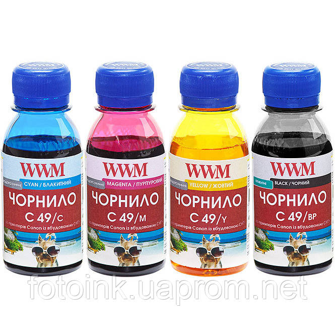 Комплект чорнил WWM для Canon Pixma G1400, G2400, G3400 4 х 100м (C49SET4-2)