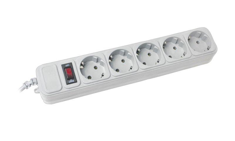 Мережевий фільтр Gembird 5 гнізд 10 м (3*0.75 мм) із заземленням і вимикачем білий