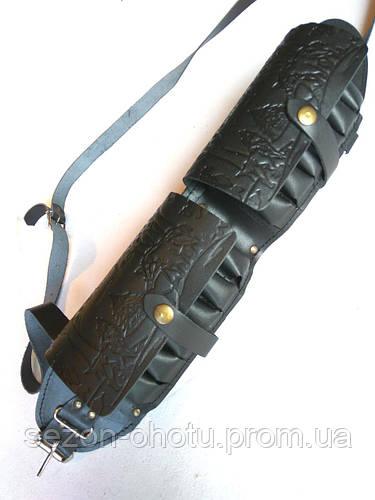 Патронташ кожаный закрытый двухрядный на 24 патр. (для 12,16 к). (ID ...