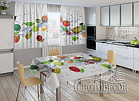 Фото комплект для кухни "Фруктовый микс" (шторы 1,5м*2,0м; скатерть 0,8м*1,0м)