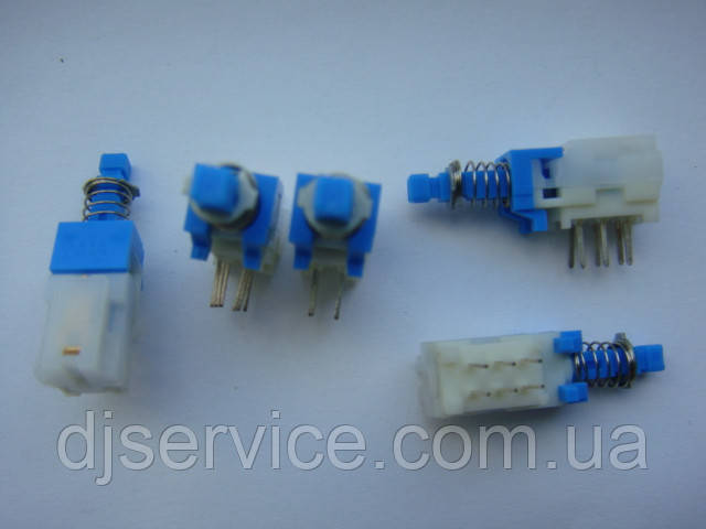 Кнопка ALPS PS 909L 6 pin з фіксацією для процесорів DBX, Behringer, підсилювача EV Q66к