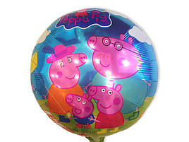 Кулька повітряна фольгована в стилі "Свинка Пеппа — сім'я" діаметр 45 см.