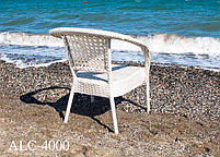 Крісло ALC-4000, алюмінієвий сплав із штучним ротангом, колір молочний подушка в комплекті 54x64x78H, фото 6