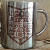 Металева кружка "IF GOD IS FOR US WHO CAN BE AGAINST US" 300 мл, фото 1