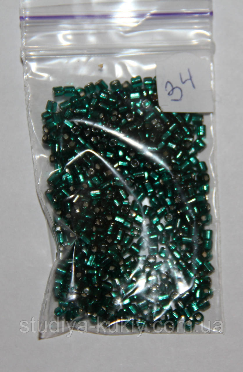 Бісер, рубка, стеклярус, Японія. Упаковка 10 грам. Арт. 34, фото 1